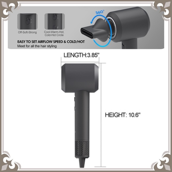 Negative Ionic Hair Blow Dryer High Speed Brushless Motor Hot & Cold Alternating - Picture 8 of 8